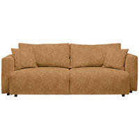 SCHLAFSOFA  mit Stoffauswahl, Schlafen auf Sitzhöhe, Rücken echt Velours Currygelb  - Currygelb/Schwarz, Design, Kunststoff/Textil (250/92/105cm) - Carryhome