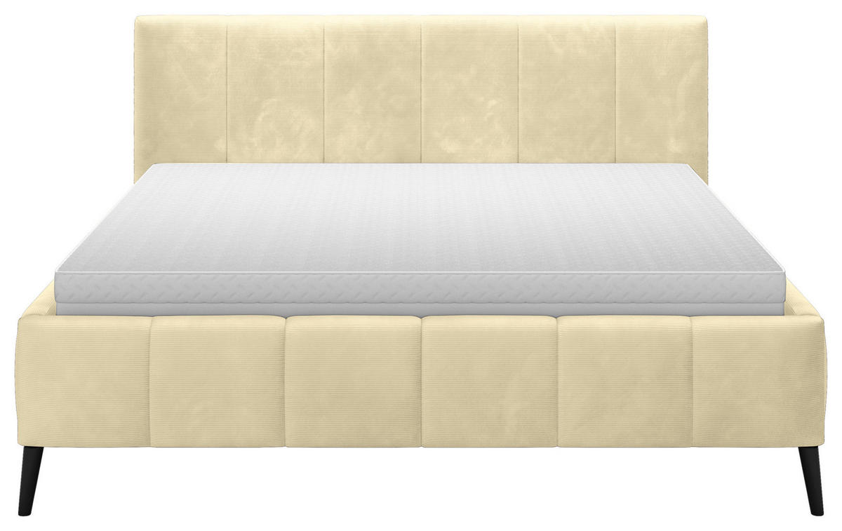 POLSTERBETT 180/200 cm  in Hellgrün, Limette  - Limette/Schwarz, Trend, Holz/Textil (180/200cm) - home24