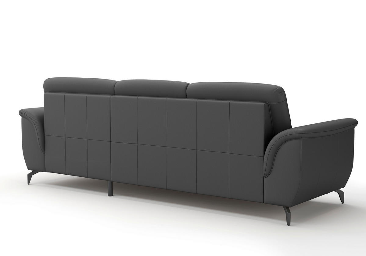 ECKSOFA in Echtleder Schwarz  - Schwarz, Modern, Leder/Metall (262/164cm) - Sit & More