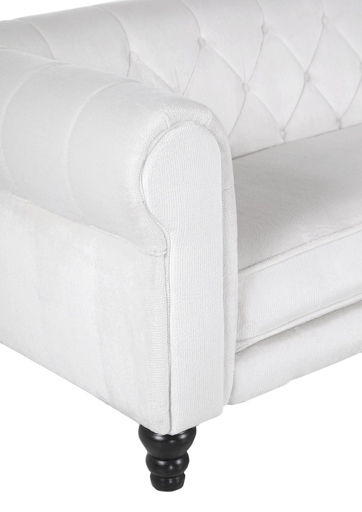 ECKSOFA in Plüsch Weiß  260/160 cm  - Dunkelbraun/Weiß, Design, Holz/Textil (260/160cm) - MID.YOU