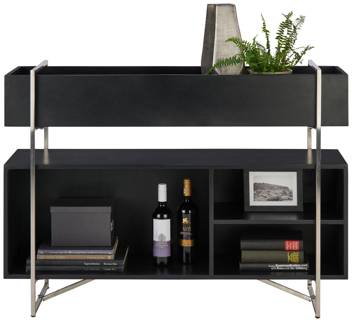 HYLLA i 120/85/35 cm svart, stålfärgad  - stålfärgad/svart, Design, metall/trä (120/85/35cm) - Lomoco