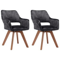 ARMLEHNSTUHL-SET 2 Stück  in Mikrofaser  - Eichefarben/Anthrazit, Basics, Holz/Textil (52/89/63,5cm) - MID.YOU