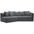 ECKSOFA in Chenille Grau 180/315 cm - Schwarz/Grau, MODERN, Kunststoff/Textil (180/315cm) - Hom`in