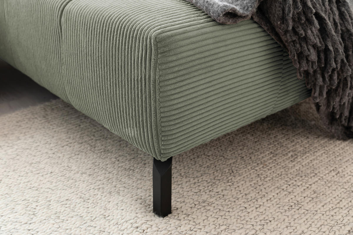 ECKSOFA in Cord Dunkelgrün  - Dunkelgrün/Schwarz, Design, Textil/Metall (321/216cm) - Hom`in