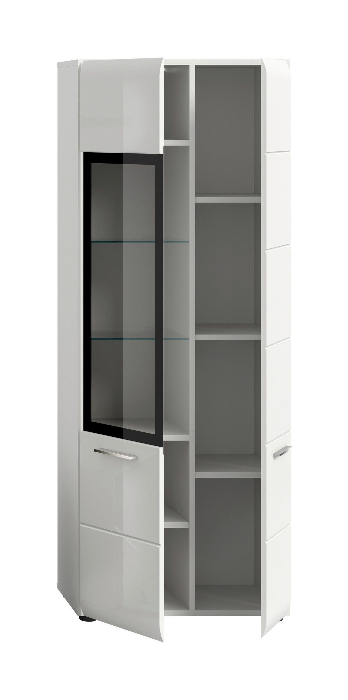 VITRINE  in Weiß, Weiß Hochglanz  - Weiß Hochglanz/Silberfarben, Design, Glas/Holzwerkstoff (60/160/34cm) - Livetastic