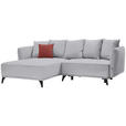 ECKSOFA in Chenille Hellgrau  - Hellgrau/Schwarz, LIFESTYLE, Textil/Metall (172/255cm) - Carryhome