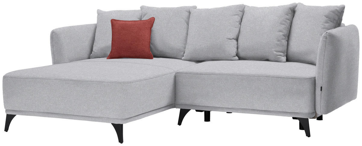 ECKSOFA in Chenille Hellgrau  172/255 cm  - Hellgrau/Schwarz, LIFESTYLE, Textil/Metall (172/255cm) - Carryhome