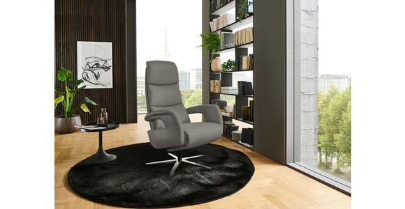 RELAXSESSEL in Leder Grau  - Edelstahlfarben/Grau, Design, Leder/Metall (76/119/86cm) - Dieter Knoll