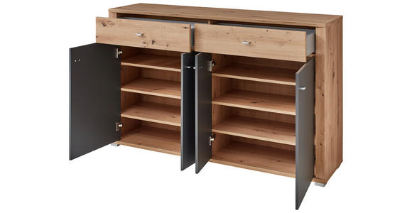 GARDEROBE 3-teilig  in 222/199/38 cm  - Graphitfarben/Eiche Artisan, Design, Holzwerkstoff (222/199/38cm) - Xora