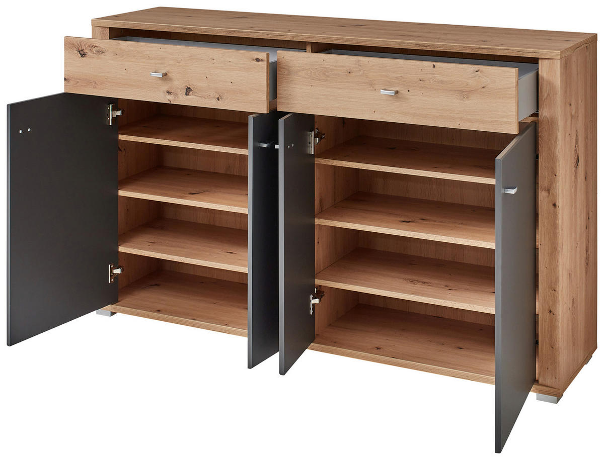 Ansamblu De Hol, 3 piese, 222/199/38 cm  - grafit/stejar Artisan, Design, material pe bază de lemn (222/199/38cm) - Xora