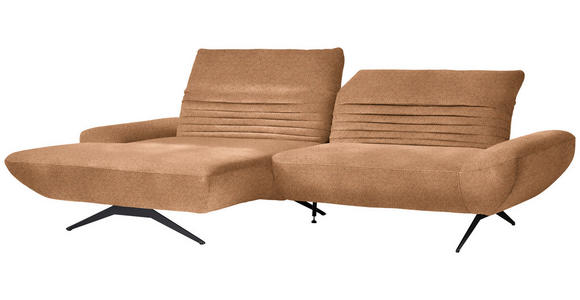 ECKSOFA  in Chenille Aprikose  170-195/280 cm  - Aprikose/Schwarz, Design, Textil/Metall (170-195/280cm) - Dieter Knoll