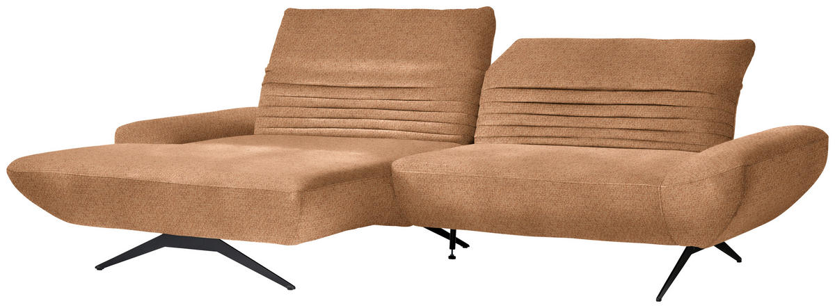 ECKSOFA in Chenille Aprikose  - Aprikose/Schwarz, Design, Textil/Metall (170-195/280cm) - Dieter Knoll