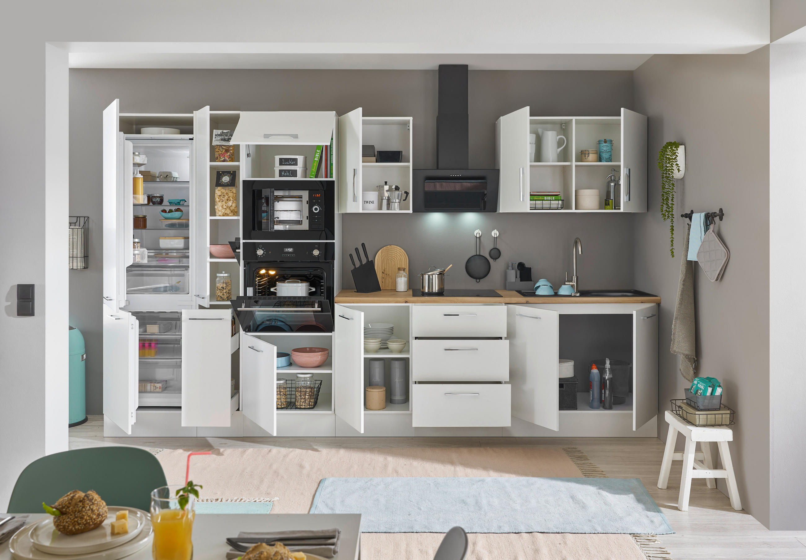 Thumbnail - Mid.you Küchenblock, Weiß, Eiche Artisan, Metall, 2 Schublade(n),3 Schublade(n),3 Schublade(n) Schubladen, seitenverkehr...