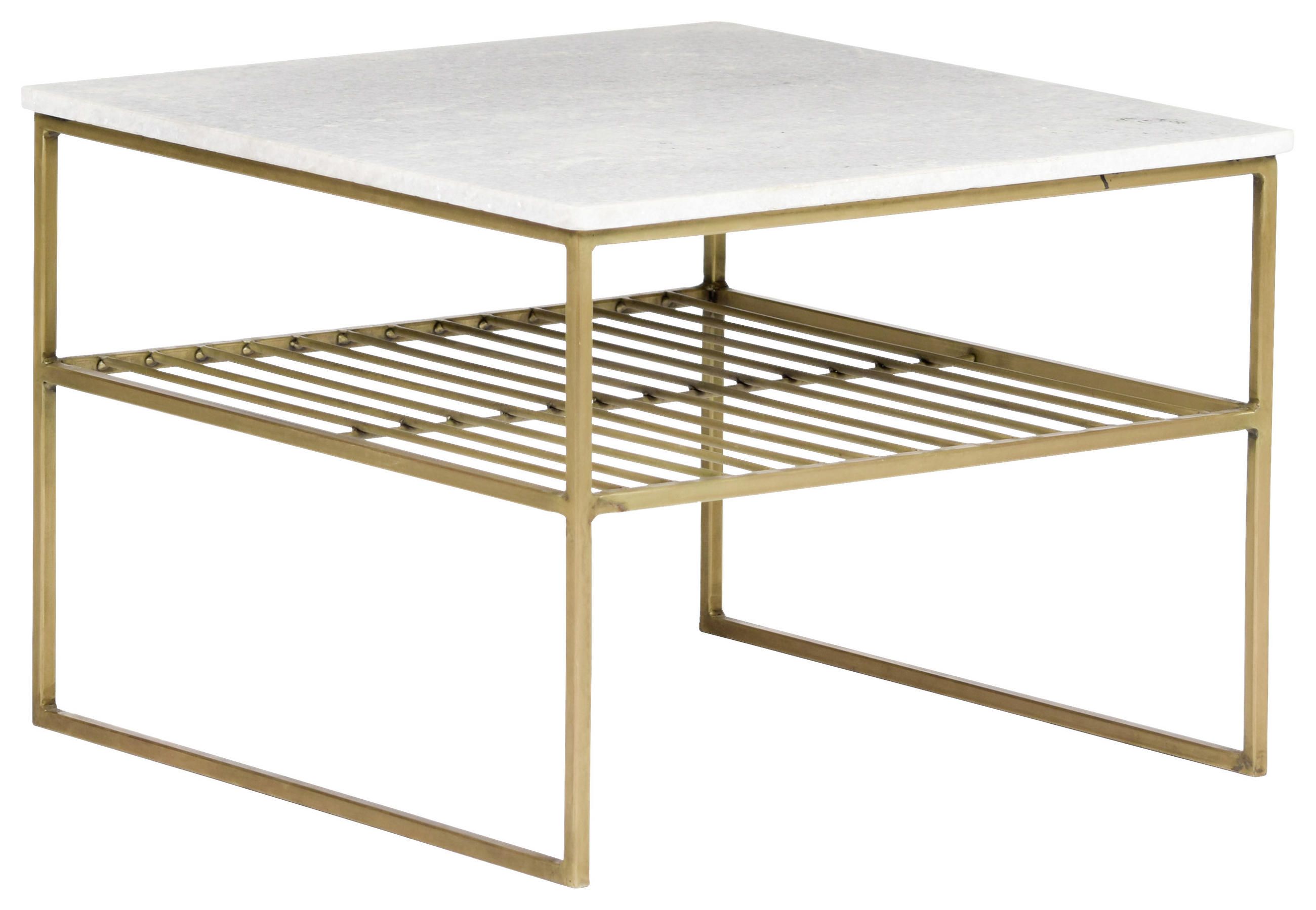 COUCHTISCH quadratisch Weiß, Goldfarben 55/55/40 cm  - Goldfarben/Weiß, Basics, Stein/Metall (55/55/40cm) - Livetastic