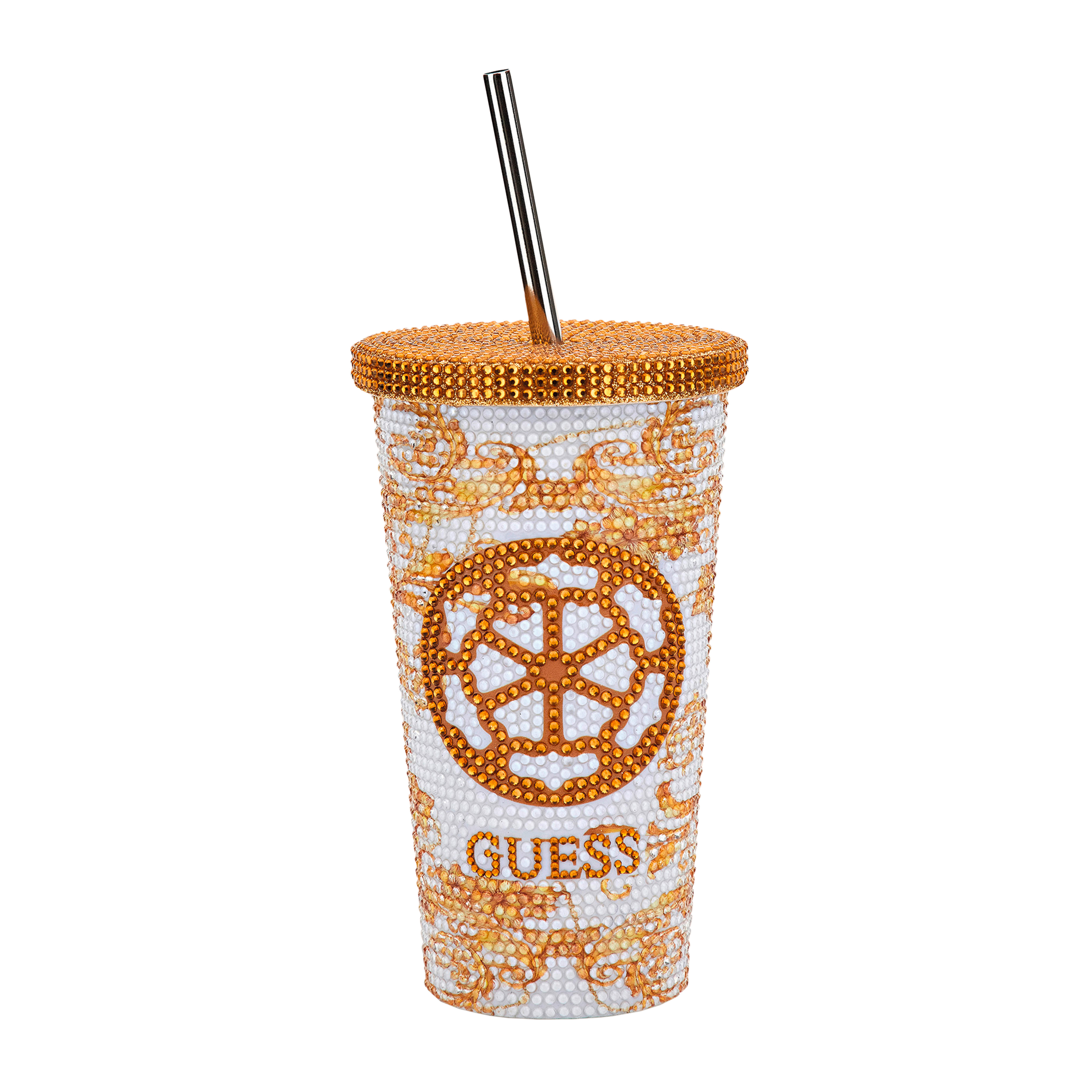 ČAŠA TO GO  0,500 l  PEONY  - bijela, Konvencionalno, metal/tekstil (8/17cm) - Guess