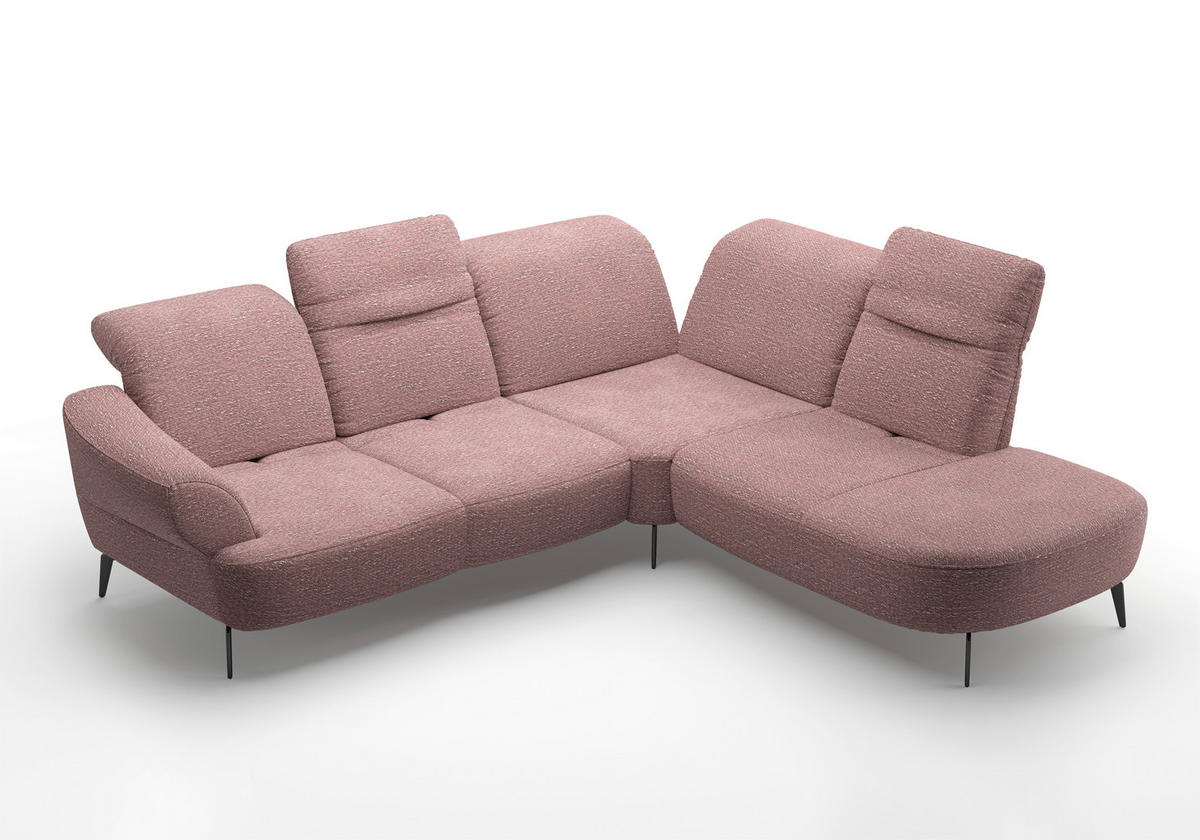ECKSOFA in Chenille Aubergine  302/270 cm  - Aubergine/Schwarz, MODERN, Textil/Metall (302/270cm) - Sit & More