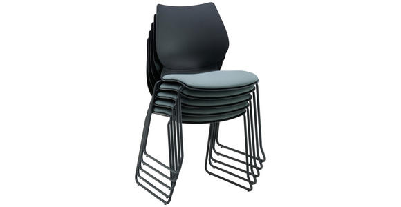 STUHL in Eisen Webstoff Metall, Kunststoff, Textil matt - Dunkelgrau/Schwarz, MODERN, Kunststoff/Textil (51,5/85.5/58.5cm) - Hom`in