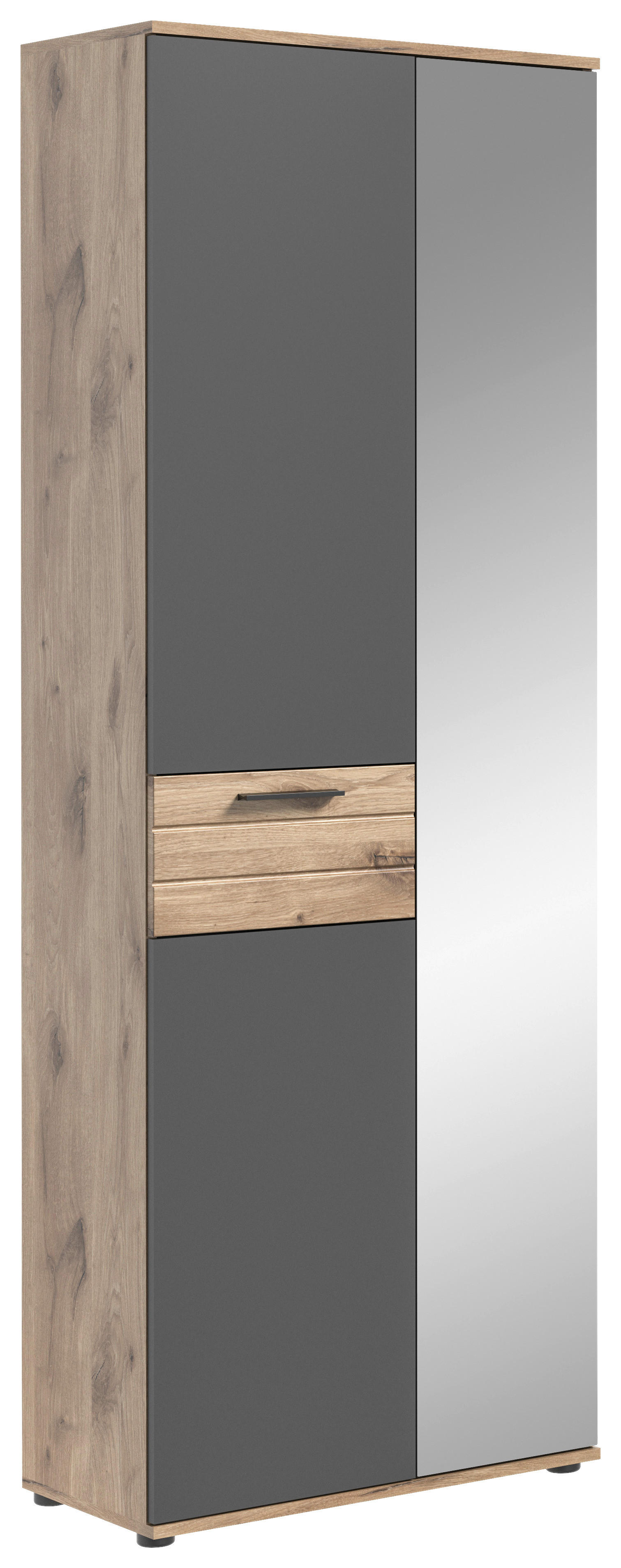 MID.YOU SKŘÍŇ NA ODĚV, šedá, barvy dubu, 70/200/37 cm - šedá,barvy dubu - kompozitní dřevo