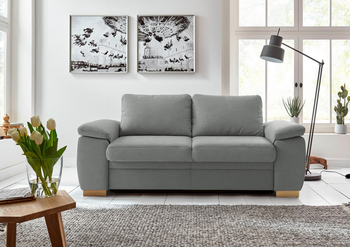 SCHLAFSOFA  in Chenille Grau  - Grau, KONVENTIONELL, Holz/Textil (166/90/100cm) - Beldomo Style
