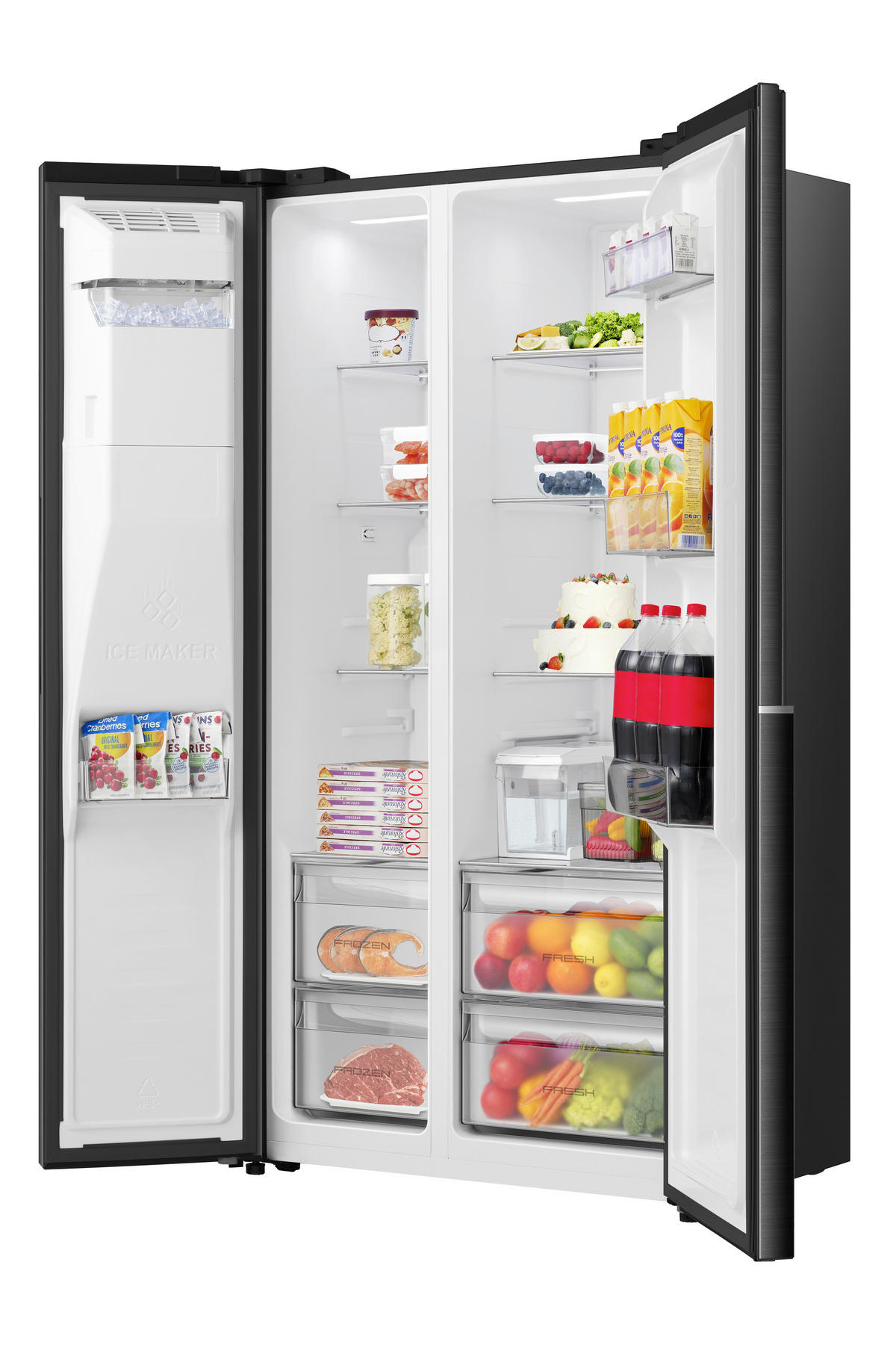 SIDE-BY-SIDE 91,1/178,6/62,4 cm NRS9E6BX  - Schwarz, Trend, Glas/Kunststoff (91,1/178,6/62,4cm) - Hisense