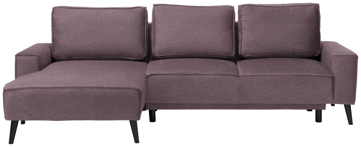 ECKSOFA in Velours Violett  - Violett/Schwarz, Konventionell, Holz/Textil (161/260cm) - Carryhome
