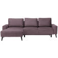 ECKSOFA in Velours Violett  - Violett/Schwarz, KONVENTIONELL, Holz/Textil (161/260cm) - Carryhome