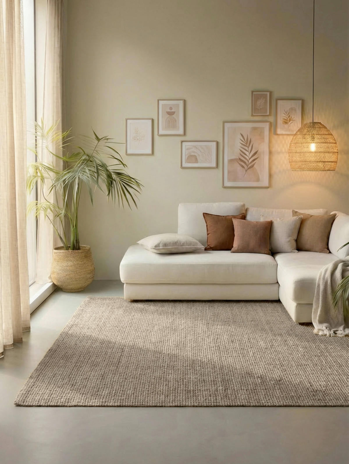 JUTETEPPICH 60/90 cm Bouclé Greige rechteckig  - Greige, Basics, Textil (60/90cm) - Hanse Home