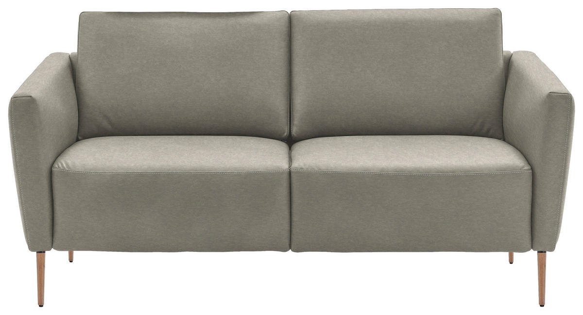 2-SITZER-SOFA  in Echtleder Hellgrau   - Eichefarben/Beige, Natur, Leder/Holz (182/86/87cm) - Valnatura