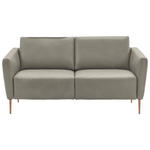 2-SITZER-SOFA  in Echtleder Hellgrau   - Eichefarben/Beige, Natur, Leder/Holz (182/86/87cm) - Valnatura