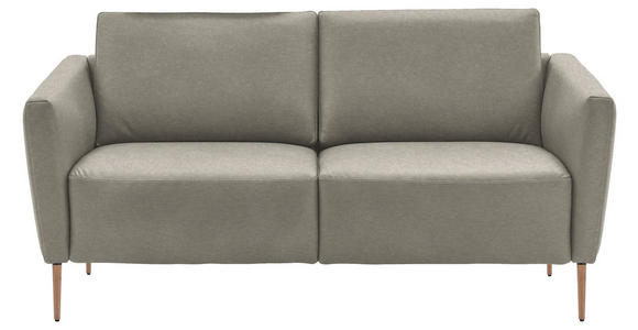 2-SITZER-SOFA  in Echtleder Hellgrau   - Eichefarben/Beige, Natur, Leder/Holz (182/86/87cm) - Valnatura