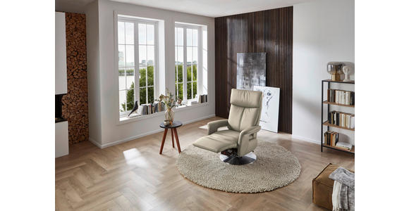 RELAXSESSEL in Leder Creme - Edelstahlfarben/Creme, Design, Leder/Metall (78/112/85cm) - Cantus