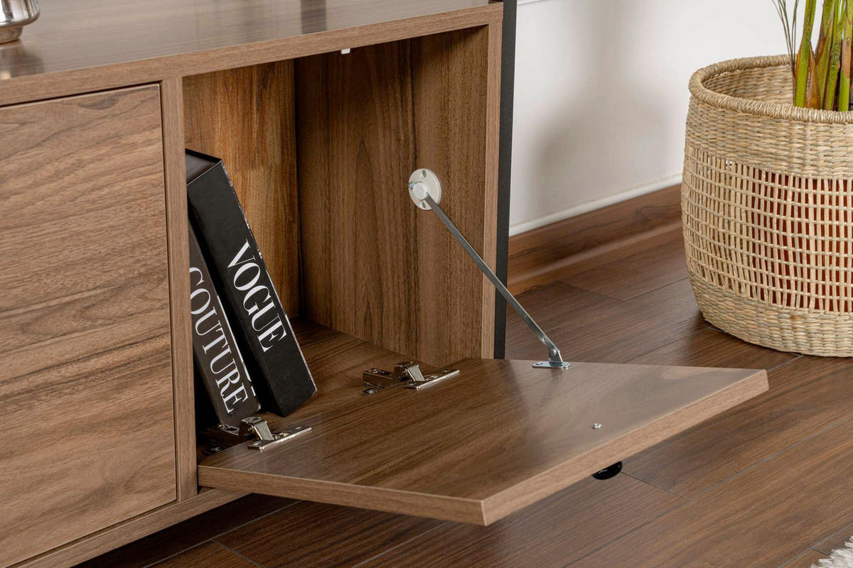 KOMMODE , 120/77/30 cm,  - Walnussfarben/Schwarz, MODERN, Holzwerkstoff (120/77/30cm) - MID.YOU