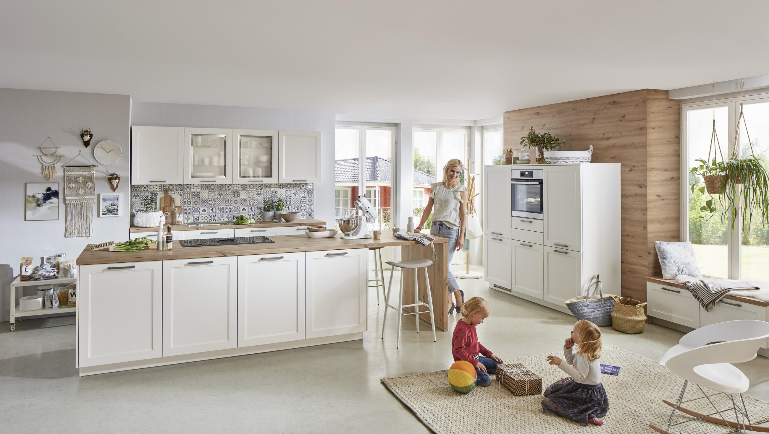 EINBAUKÜCHE CASPER  - Weiß, ROMANTIK / LANDHAUS, Holzwerkstoff - Celina