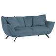 3-SITZER-SOFA in Feincord Blau  - Blau/Schwarz, Design, Textil/Metall (203/90/95cm) - Carryhome