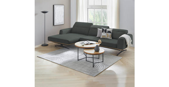 ECKSOFA BORGO - Eichefarben/Schwarz, Design, Leder/Holz (163/305cm) - Novel
