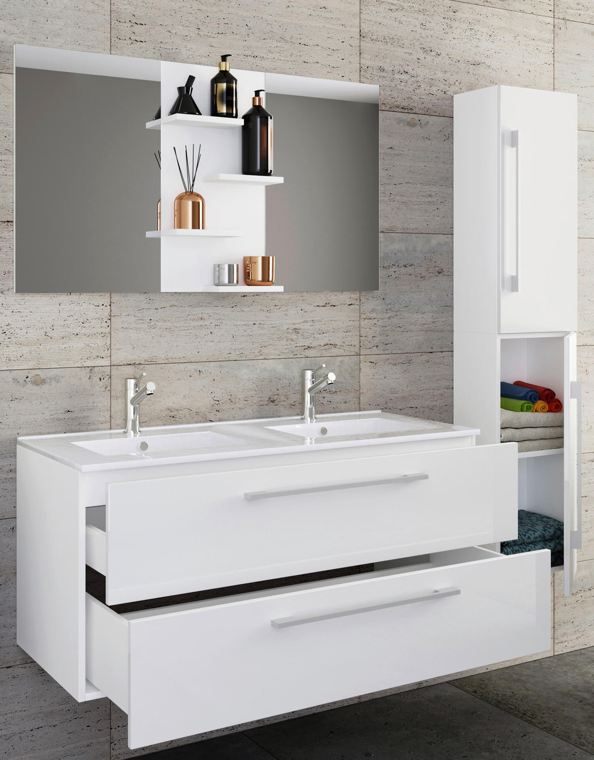 BADEZIMMER  in 145 cm  - Weiß, MODERN, Keramik/Holzwerkstoff (145cm) - MID.YOU