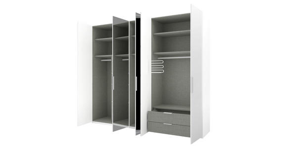 DREHTÜRENSCHRANK 250/223/62 cm 5-türig Weiß - Alufarben/Weiß, KONVENTIONELL, Glas/Holzwerkstoff (250/223/62cm) - Novel