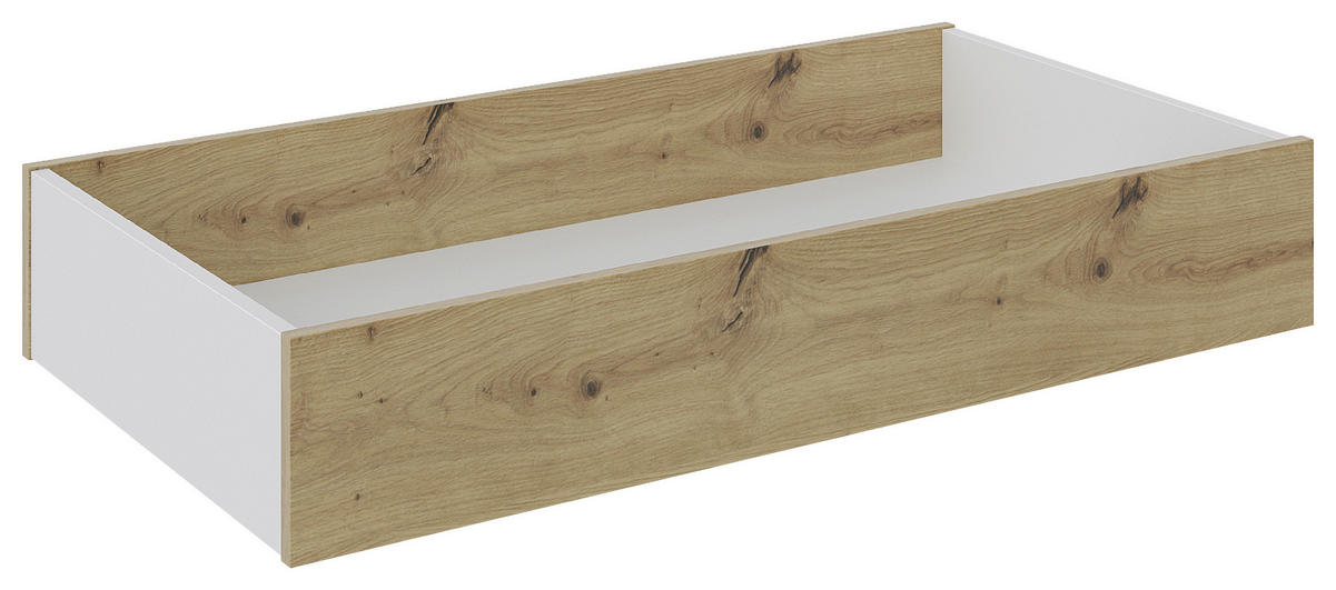 BETTKASTEN  in Weiss, Eiche Artisan  - Weiss/Eiche Artisan, Holzwerkstoff/Kunststoff (99/17/53cm) - Hom`in