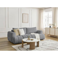 SCHLAFSOFA FUJI Bouclé Dunkelgrau  inkl.  - Dunkelgrau/Schwarz, MODERN, Kunststoff/Textil (251/113/88cm)