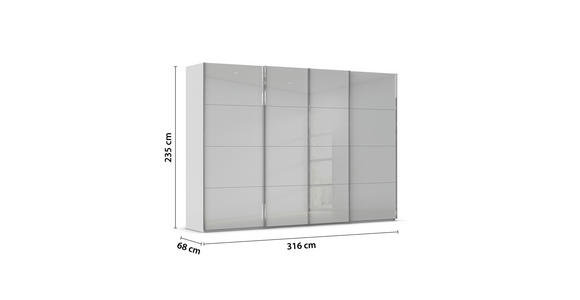 SCHWEBETÜRENSCHRANK 316/235/68 cm 4-türig Hellgrau - Chromfarben/Hellgrau, Design, Glas/Holzwerkstoff (316/235/68cm) - Novel