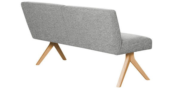 SITZBANK 160/85/69 cm Webstoff Hellgrau Eiche vollmassiv  - Eichefarben/Hellgrau, KONVENTIONELL, Holz/Textil (160/85/69cm) - Linea Natura