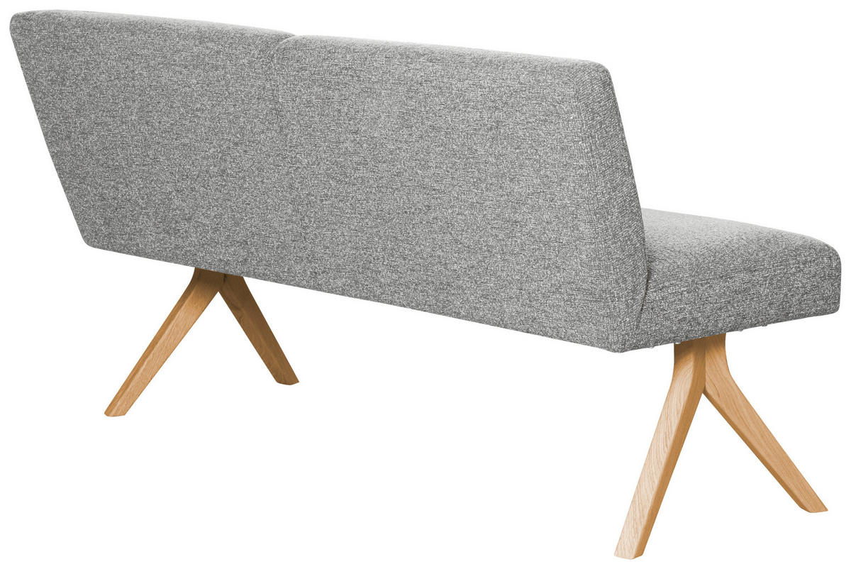 SITZBANK 160/85/69 cm Webstoff Hellgrau Eiche vollmassiv  - Eichefarben/Hellgrau, KONVENTIONELL, Holz/Textil (160/85/69cm) - Linea Natura