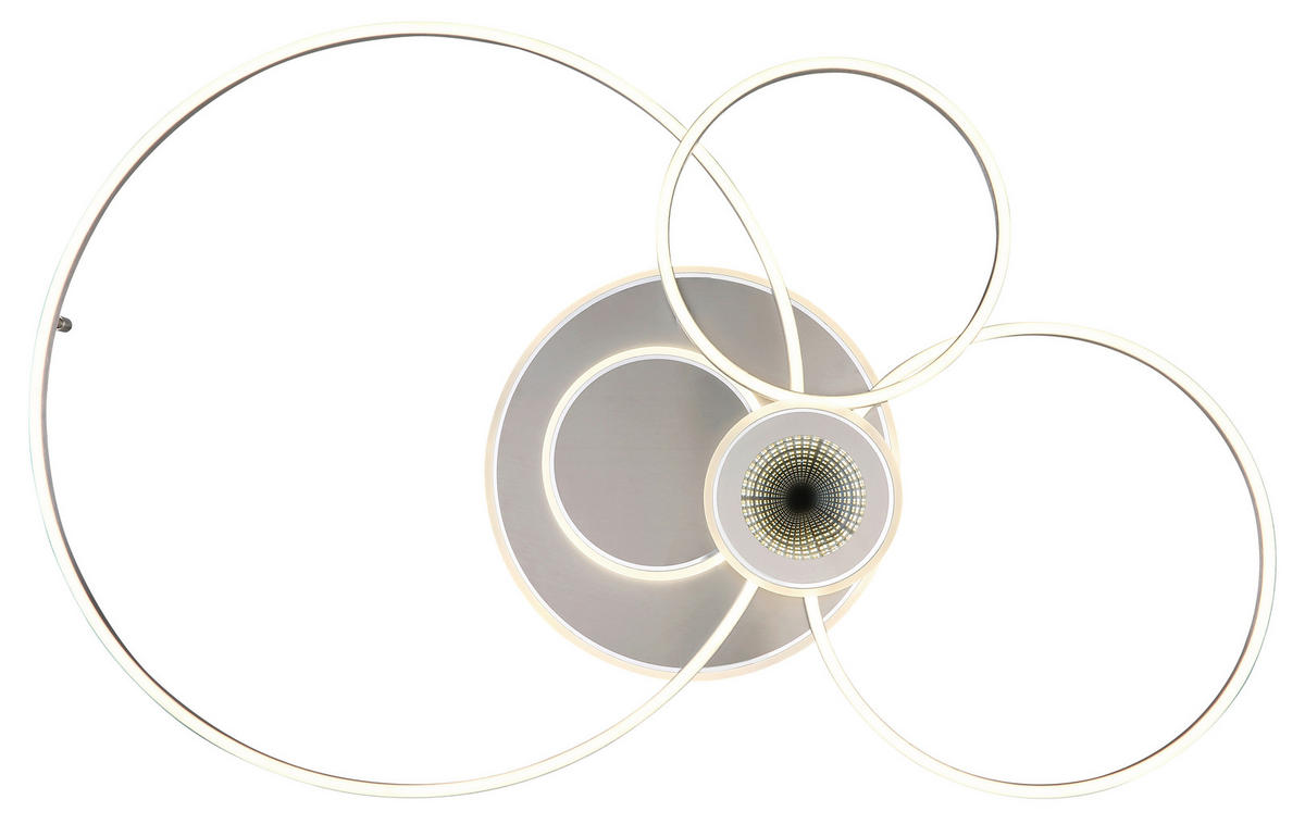 LED-DECKENLEUCHTE Beltran 103,5/65/8,5 cm  - Silberfarben/Opal, Design, Kunststoff/Metall (103,5/65/8,5cm) - Globo