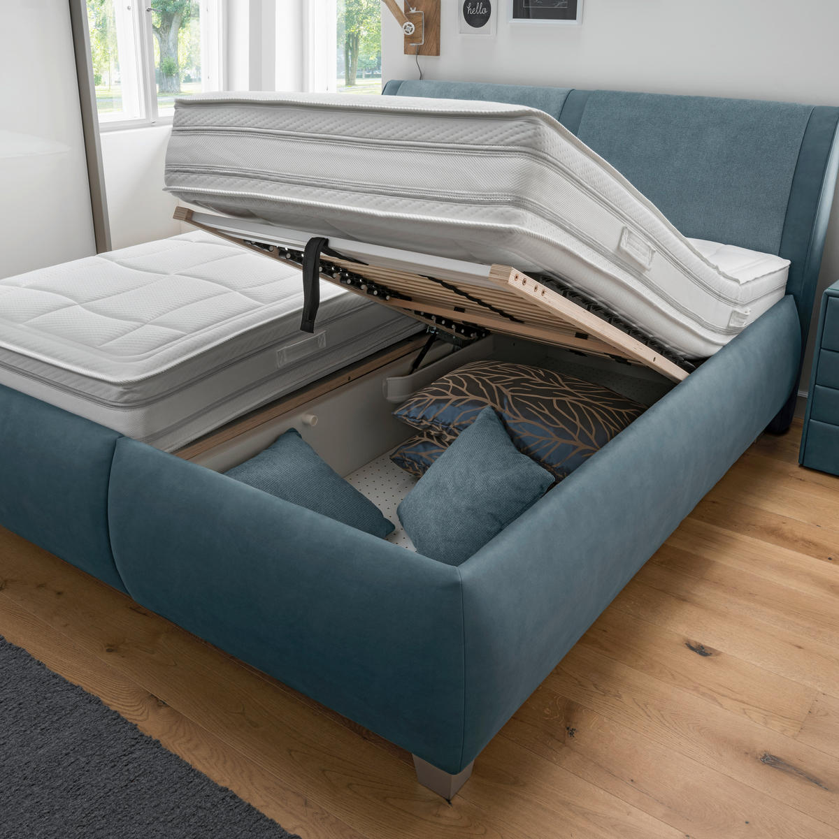 KÁRPITOZOTT ÁGY 180/200 cm  kékesszürke  - kékesszürke/ezüstszínű, Design, műanyag/faalapú anyag (180/200cm) - Beldomo - Sleep