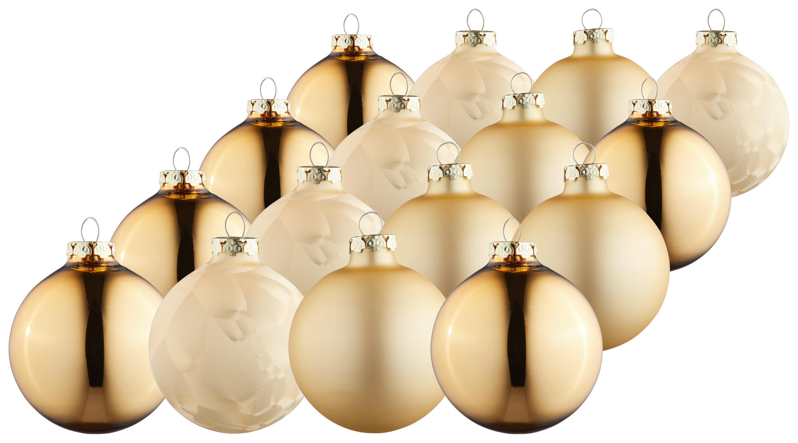 CHRISTBAUMKUGEL-SET 16-teilig Goldfarben  - Goldfarben, Basics, Glas (6cm) - X-Mas