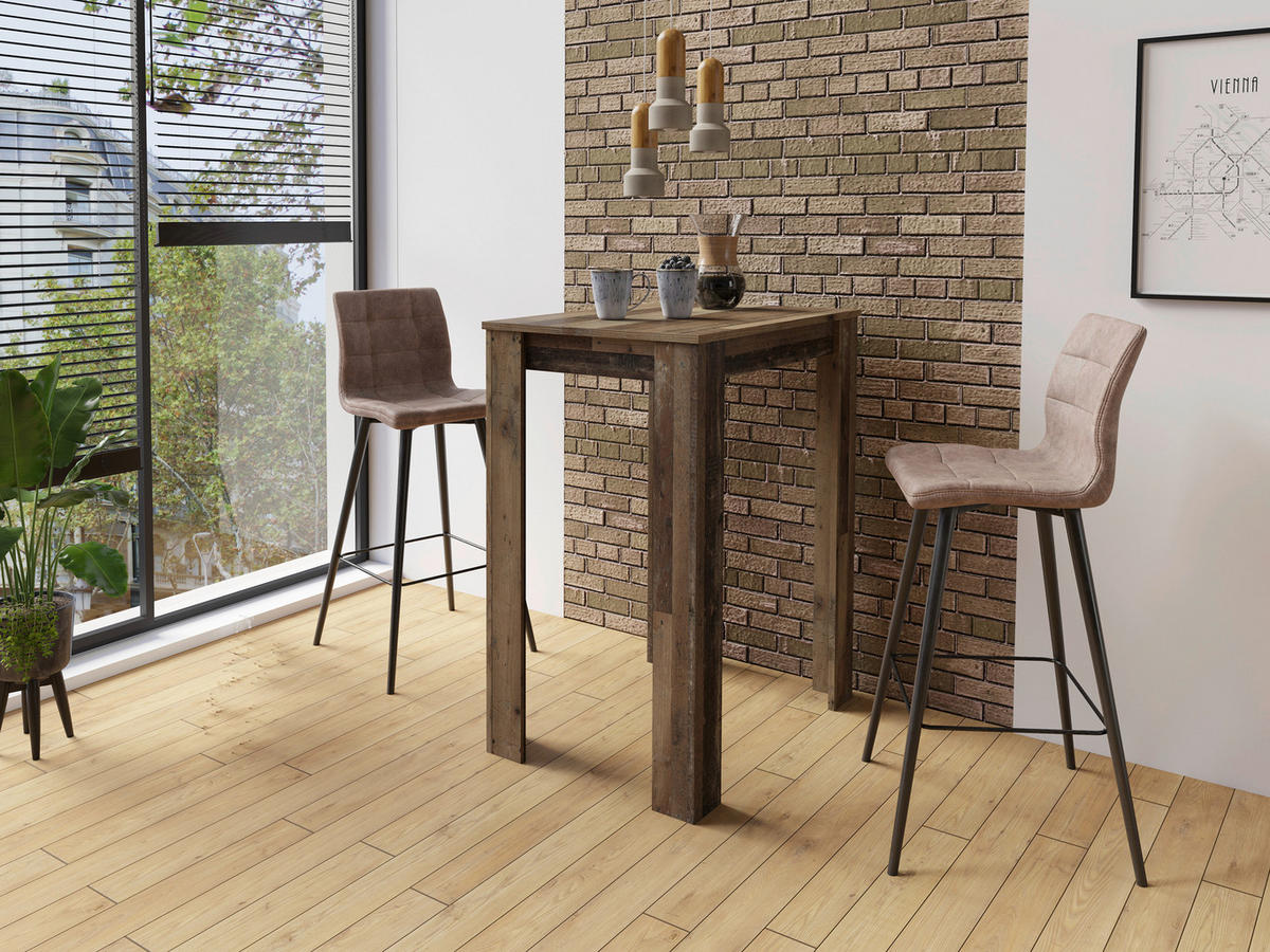 TISCHGRUPPE - Alteiche/Schwarz, MODERN, Textil/Metall (80/104/60cm) - MID.YOU