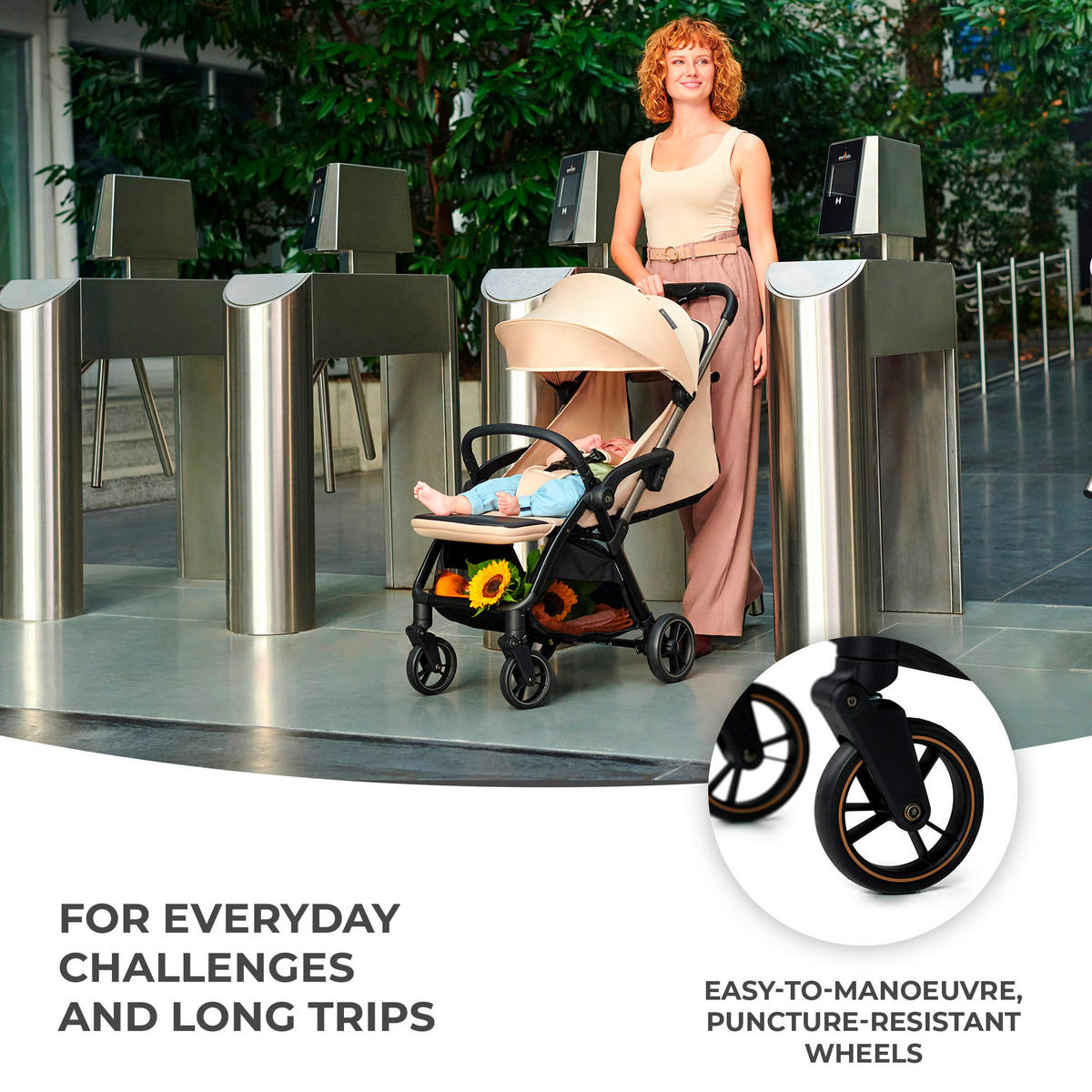 BUGGY Apino  - Goldfarben/Schwarz, Basics (47/99/93cm) - Kinderkraft