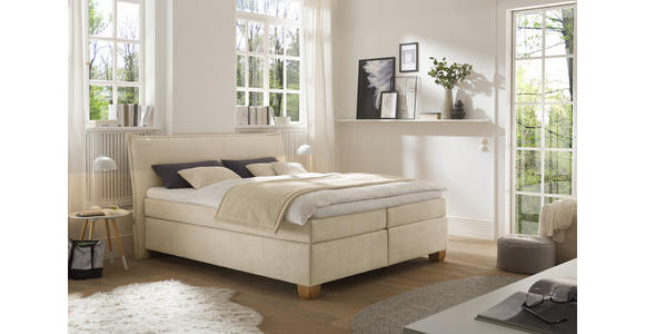 BOXSPRINGBETT 180/200 cm in Creme - Eichefarben/Creme, KONVENTIONELL, Holz/Textil (180/200cm) - Carryhome
