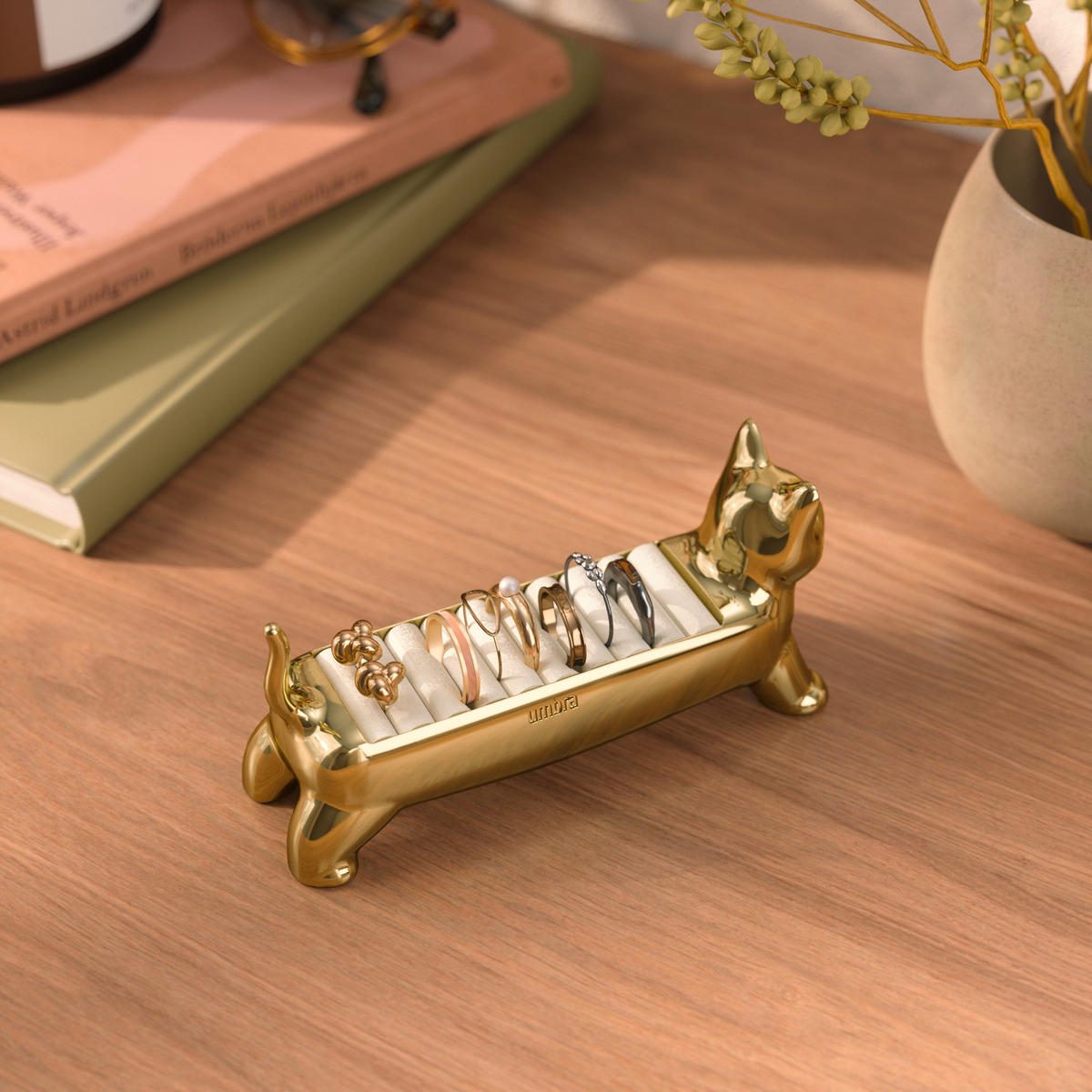 DRŽAČ ZA PRSTENJE  12/4/5 cm     - boja mesinga, Osnovno, metal/tekstil (12/4/5cm) - Umbra