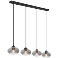 HÄNGELEUCHTE 96/18/120 cm   - Schwarz, Design, Glas/Metall (96/18/120cm) - Novel